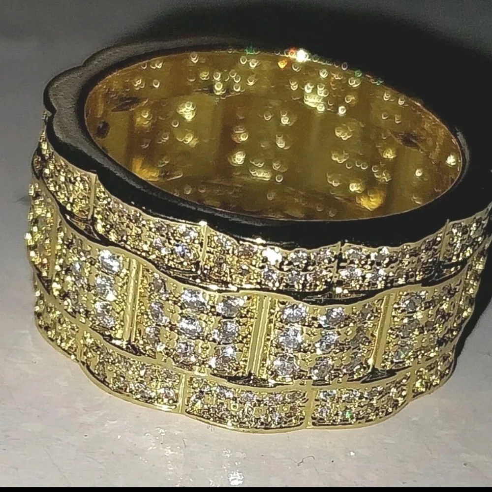 Exquisite Luxurious Micro Pave Cubic Zirconia Hip Hop Blinged Out Ring For Men
